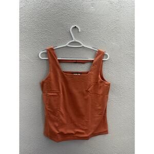 Isabella Bird Womens Tank Top Size Medium Orange Square Neck Back Strap